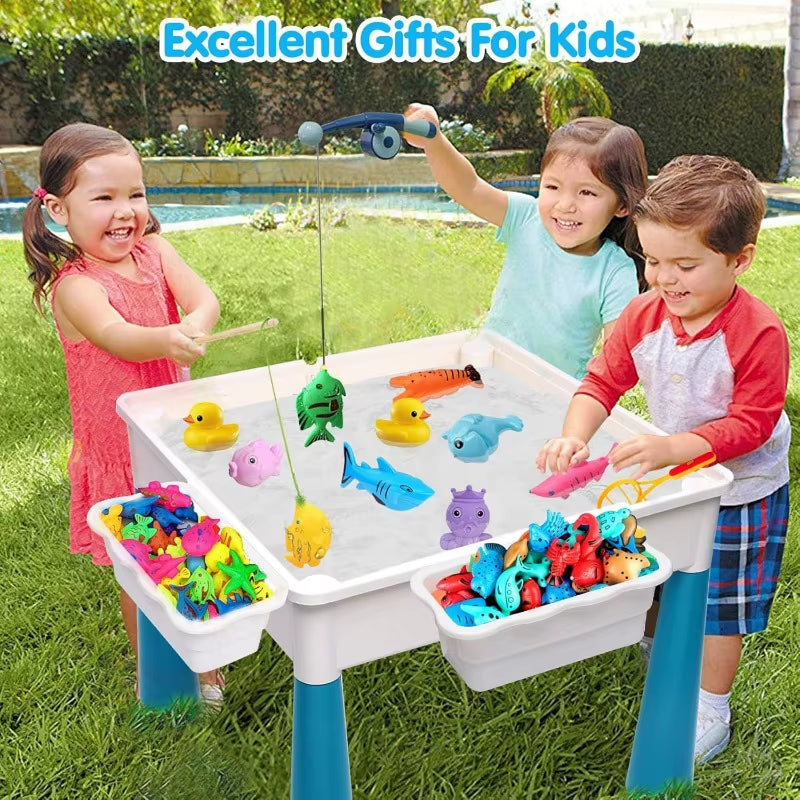 Children's Activity Table with 152-Piece Large Marble Run Building Blocks - Versatile Play Table for Water and Sand Activities