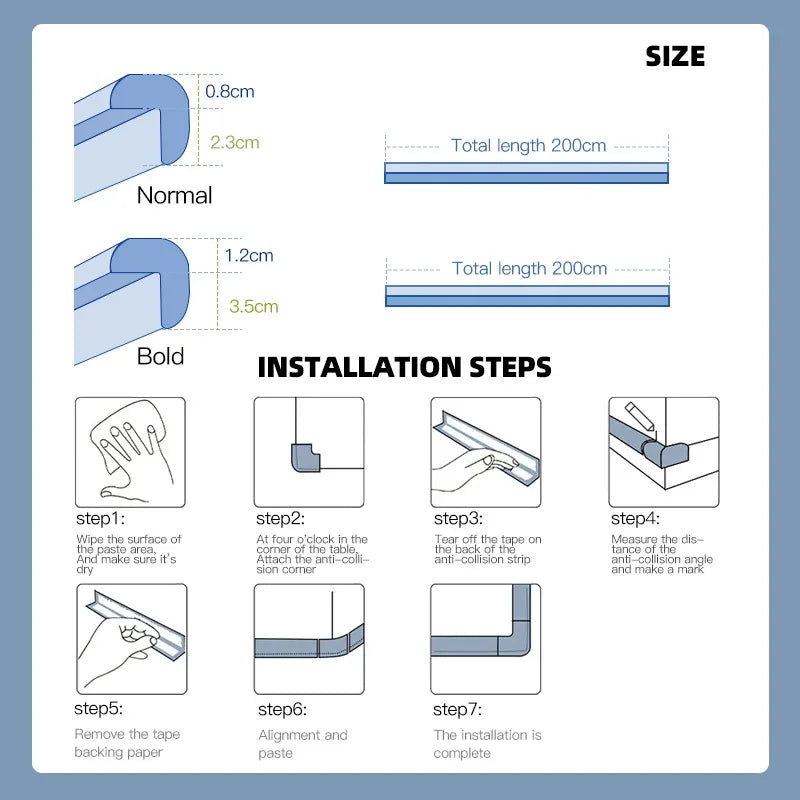 2-Meter Child Safety Corner Tape - Baby Furniture Angle Protectors, Essential Table Corner Guards for Children